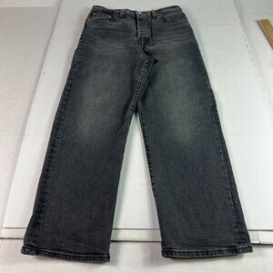 Levi's Jeans Women's 28x25* Ribcage High Rise Straight Ankle Black Denim Tag 28